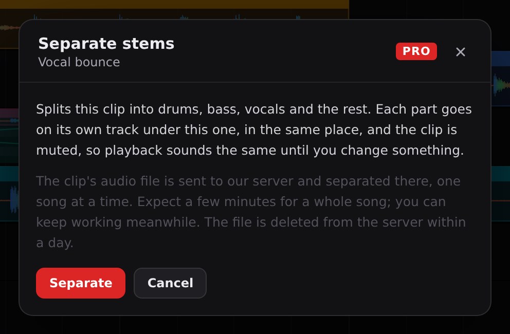 Stems from a finished track